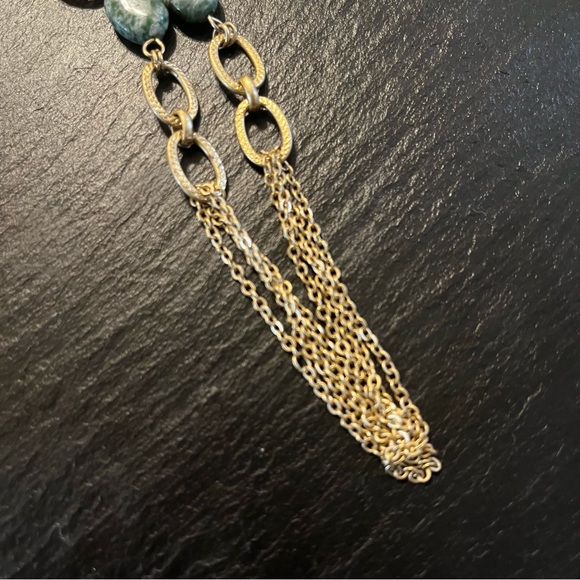 Semi Precious Green Jasper Multi Stone Gold Tone Chain Necklace - Picture 10 of 12